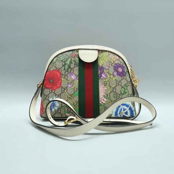 GUCCI Ophidia Dome Brown Flora Canvas Shoulder Bag 1189-022125 - Picture 2 of 11